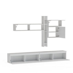 Decorotika Avignon Moduler Modern Tv Unit Wall Mount  Customizable Layout High Gloss White - thumbnail 5
