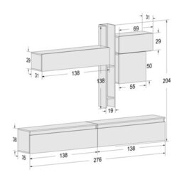 Decorotika Avignon Moduler Modern Tv Unit Wall Mount  Customizable Layout High Gloss White - thumbnail 6