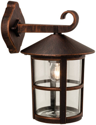Luminosa Lighting Luminosa Stratford 1 Light Outdoor Wall Lantern Downlight Bronze Ip44, E27