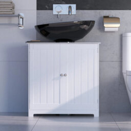 Bathroom Under Sink Cabinet White Bathroom Cabinet Shelf Cupboard Storage - thumbnail 1