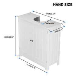 Bathroom Under Sink Cabinet White Bathroom Cabinet Shelf Cupboard Storage - thumbnail 2
