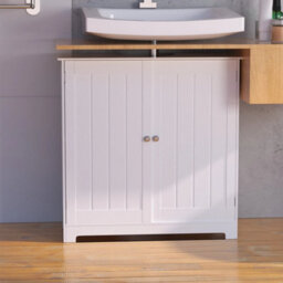 Bathroom Under Sink Cabinet White Bathroom Cabinet Shelf Cupboard Storage - thumbnail 5