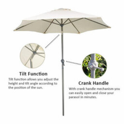 2M Garden Crank & Tilt Cream Parasol - thumbnail 3