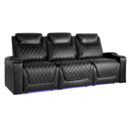 Valencia Oslo Xl Console Edition Home Theater Seating Row Of 3 With Dropdown Center Black Nappa Leather Power Control - thumbnail 1