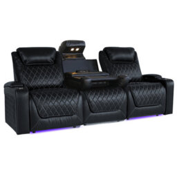 Valencia Oslo Xl Console Edition Home Theater Seating Row Of 3 With Dropdown Center Black Nappa Leather Power Control - thumbnail 2
