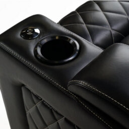 Valencia Oslo Xl Console Edition Home Theater Seating Row Of 3 With Dropdown Center Black Nappa Leather Power Control - thumbnail 3
