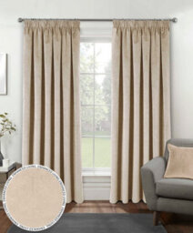Luxury Enhanced Living Cream Velvet, Supersoft, 100% Blackout, Thermal Curtains With Tape Top (Pair) - 66 X 54 Inch (168X137Cm)