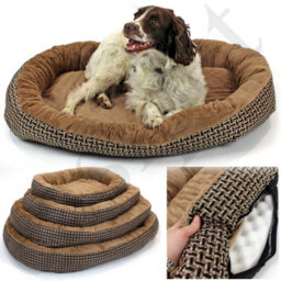 Actiaspet Large Deluxe Orthopaedic Soft Dog Bed Pet Warm Basket Fleece Lining Cushion Puppy Cat (Black & Brown)