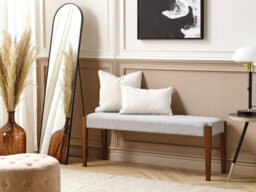 Beliani Upholstered Bench Elyria Fabric Dark Brown/ Grey - thumbnail 2