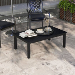 Outsunny Aluminium Outdoor Coffee Table Patio Table With Slat Top, Black - thumbnail 1