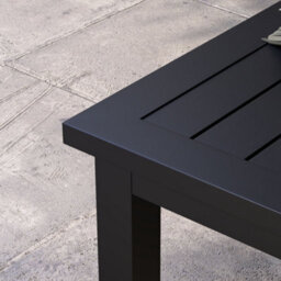 Outsunny Aluminium Outdoor Coffee Table Patio Table With Slat Top, Black - thumbnail 7