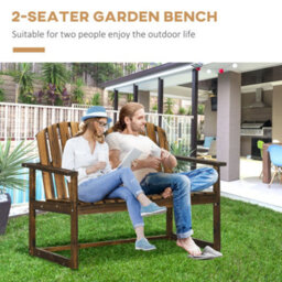 Wyld Haus Rozi Wood 2-Seater Outdoor Garden Bench With Slatted Back And Armrests, Carbonised Finish - thumbnail 5