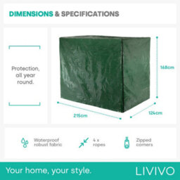 Livivo 3 Seater Garden Swing Cover Waterproof Outdoor Swing Seat Cover With Eyelets And Ropes Green 215 X 168 X 124Cm - thumbnail 1