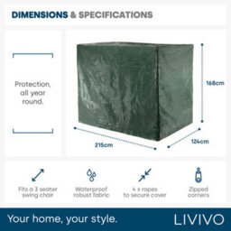 Livivo 3 Seater Garden Swing Cover Waterproof Outdoor Swing Seat Cover With Eyelets And Ropes Green 215 X 168 X 124Cm - thumbnail 8