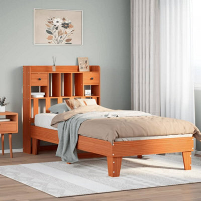 Berkfield Bed Frame Without Mattress Wax Brown 75X190 Cm Small Single Solid Wood Pine - image 1