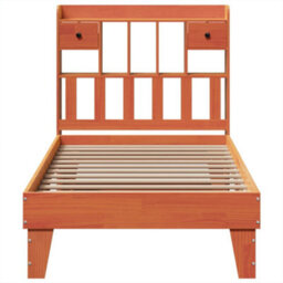 Berkfield Bed Frame Without Mattress Wax Brown 75X190 Cm Small Single Solid Wood Pine - thumbnail 4