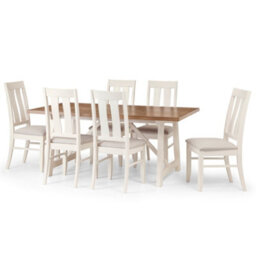 Julian Bowen Pair Of Pembroke Ivory Dining Chairs, Wood, Grey Upholstered Padded Seat, Set Of 2, Height: 104.5 X Width: 47 X Depth: 58.5Cm - thumbnail 4