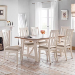 Julian Bowen Pair Of Pembroke Ivory Dining Chairs, Wood, Grey Upholstered Padded Seat, Set Of 2, Height: 104.5 X Width: 47 X Depth: 58.5Cm - thumbnail 5