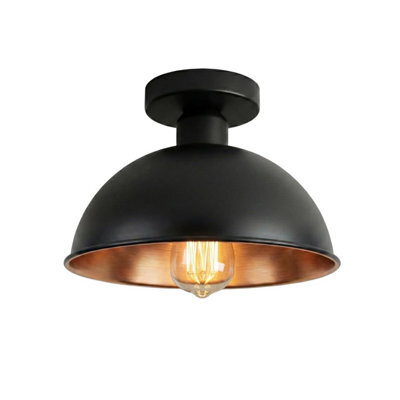 Industrial-Semi Flush Mount Vintage Ceiling Light Metal 21cm Dome Lampshade Pendant Light for Farmhouse Porch Kitcen - image 1