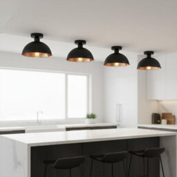 Industrial-Semi Flush Mount Vintage Ceiling Light Metal 21cm Dome Lampshade Pendant Light for Farmhouse Porch Kitcen - thumbnail 3