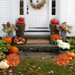 Amorly 2 Pcs Fall Pumpkin Artificial Flowers With Ground Stakes For Outdoor Autumn Fake Shrubs Bushes With Eucalyptus Leaves Pumpkin - thumbnail 5