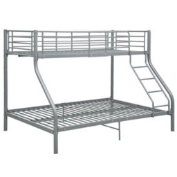 Berkfield Bunk Bed Frame Grey Metal 140X200 Cm/90X200 Cm - thumbnail 2