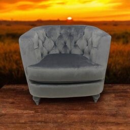 86Cm Lead Colour Velvet Armchair - thumbnail 6