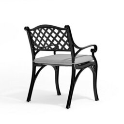 Breeins Set Of 2 Black Vintage And Elegant Cast Aluminium Chairs With Seat Cushions Located In Garden Patio And Balcony - thumbnail 6
