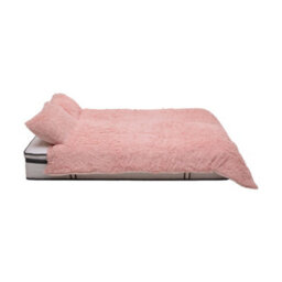 Darphe Light Pink 3Pcs Super King Side Faux Mink Fleece Bedding Duvet Cover With 2 Pillowcases - thumbnail 5