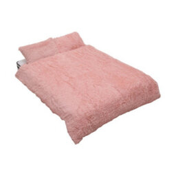 Darphe Light Pink 3Pcs Super King Side Faux Mink Fleece Bedding Duvet Cover With 2 Pillowcases - thumbnail 4