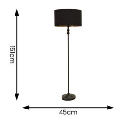 Valuelights Maggie Black Metal Candlestick Floor Lamp With Black And Metallic Gold Shade And Led Bulb - thumbnail 6