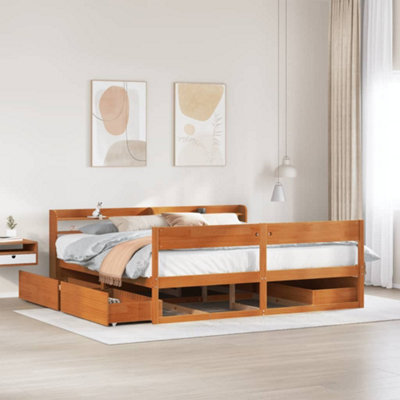 Berkfield Bed Frame Without Mattress Wax Brown 180X200 Cm Super King Solid Wood Pine - image 1