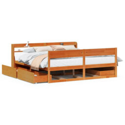 Berkfield Bed Frame Without Mattress Wax Brown 180X200 Cm Super King Solid Wood Pine - thumbnail 2