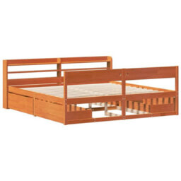 Berkfield Bed Frame Without Mattress Wax Brown 180X200 Cm Super King Solid Wood Pine - thumbnail 3