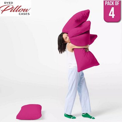 Ameha Bedding Pillowcase-Plain Dyed Hot Pink Breathable Envelope Durable Pillow Cover 2 Pair (50 X 75 Cm) Pillow Covers - image 1