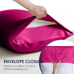 Ameha Bedding Pillowcase-Plain Dyed Hot Pink Breathable Envelope Durable Pillow Cover 2 Pair (50 X 75 Cm) Pillow Covers - thumbnail 4