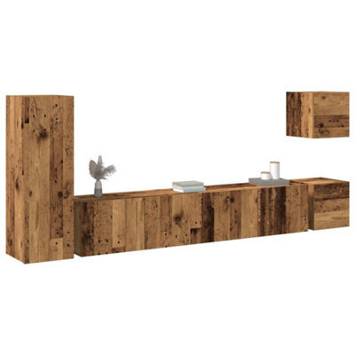 Berkfield 5 Piece Tv Cabinet Set Wall-Mounted Old Wood Engineered Wood - image 1