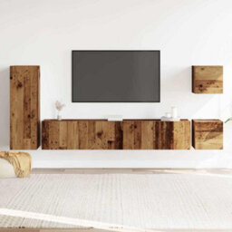 Berkfield 5 Piece Tv Cabinet Set Wall-Mounted Old Wood Engineered Wood - thumbnail 3
