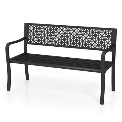 Gainoom 2-3-Person Outdoor Black Patio Bench 127Cm Garden Bench - image 1
