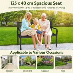 Gainoom 2-3-Person Outdoor Black Patio Bench 127Cm Garden Bench - thumbnail 8