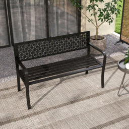 Gainoom 2-3-Person Outdoor Black Patio Bench 127Cm Garden Bench - thumbnail 5