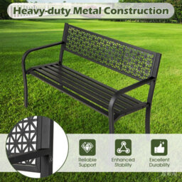 Gainoom 2-3-Person Outdoor Black Patio Bench 127Cm Garden Bench - thumbnail 6