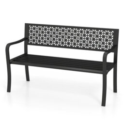 Gainoom 2-3-Person Outdoor Black Patio Bench 127Cm Garden Bench - thumbnail 1