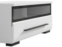 Impact Furniture White Gloss Tv Cabinet Tv Unit Entertainment Stand Glass Drawer Black Rim Fever - thumbnail 5