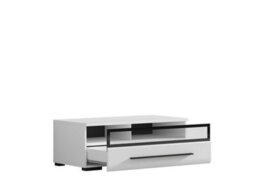 Impact Furniture White Gloss Tv Cabinet Tv Unit Entertainment Stand Glass Drawer Black Rim Fever - thumbnail 4