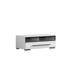 Impact Furniture White Gloss Tv Cabinet Tv Unit Entertainment Stand Glass Drawer Black Rim Fever - thumbnail 3