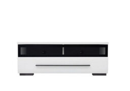 Impact Furniture White Gloss Tv Cabinet Tv Unit Entertainment Stand Glass Drawer Black Rim Fever