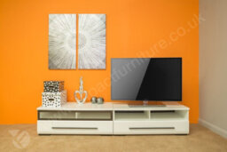 Impact Furniture White Gloss Tv Cabinet Tv Unit Entertainment Stand Glass Drawer Black Rim Fever - thumbnail 8