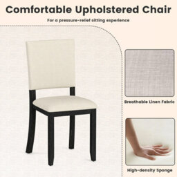 Gainoom Upholstered Dining Chairs Set Of 2 Armless Kitchen Chairs-Beige - thumbnail 3
