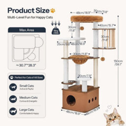 Cat Tree 150 Cm Tower Condo With Cat Scratching Post Cat Tower For Indoor Cats - thumbnail 2
